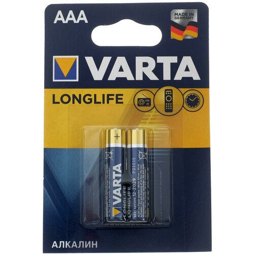 Батарейка алкалиновая LongLife, AAA, LR03-2BL, 1.5В, блистер, 2 шт. батарейка алкалиновая varta longlife aaa lr03 2bl 1 5в блистер 2 шт