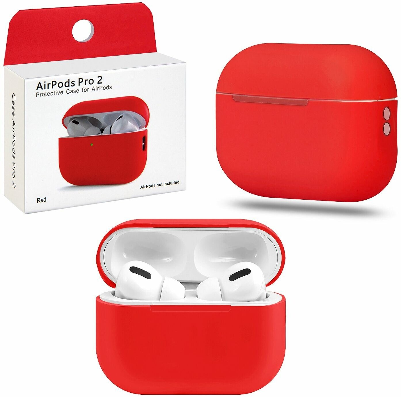 Чехол для эир подс про 2 ультратонкий силиконовый для беспроводных наушников Apple AirPods Pro 2 soft touch матовый защитный Red, красный