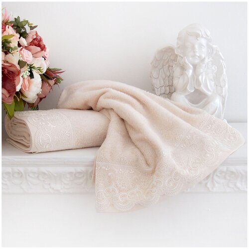 фото Tana home collection полотенце milena цвет: молочный (70x140 см) br42174