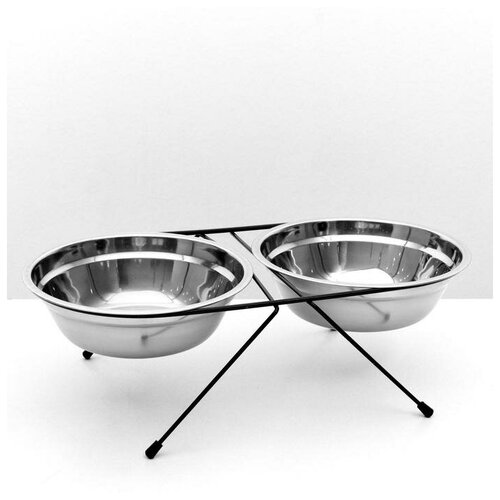 фото Набор из 2 мисок на подставке, 2 х 2 л, чёрная подставка mikimarket