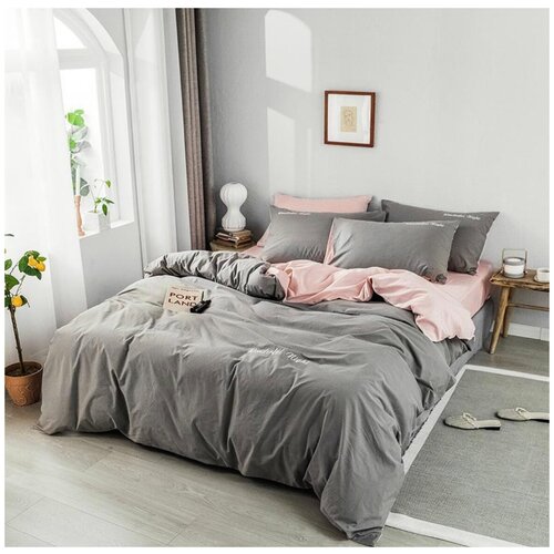 Комплект постельного белья ALANNA/VEGA однотонный с вышивкой евро