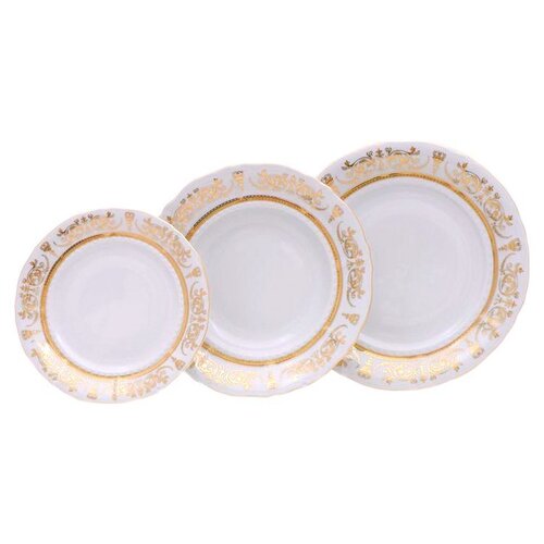 фото Набор тарелок 18 предметов (19, 23, 25 см) leander "соната /золотая элегантность" / 158345