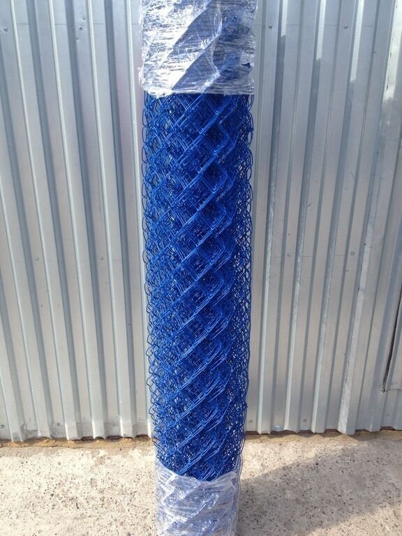Рабица сетка в ПВХ 2.2 мм, 1.5х10 м (синяя) 55х55мм - фотография № 1
