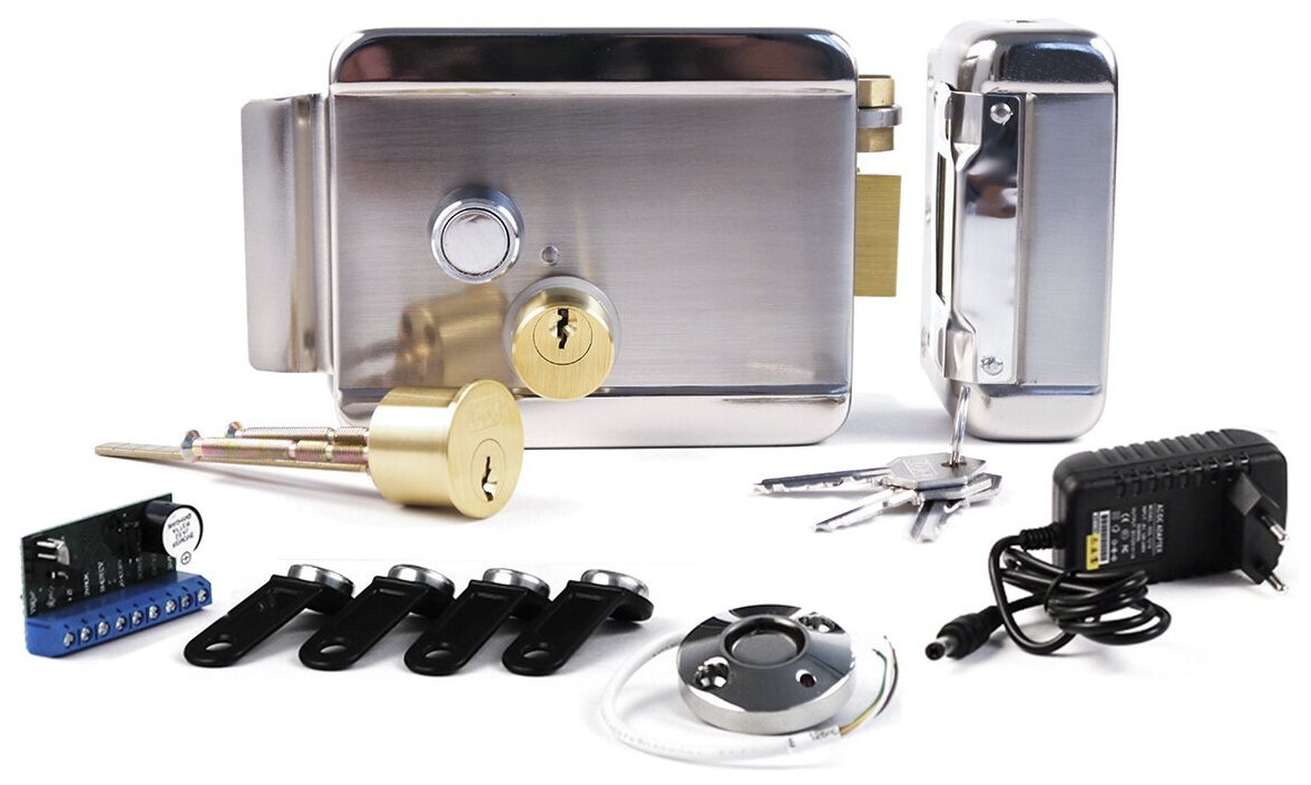 Комплект Leader Lock лотос - электромеханический замок к домофону (врезной электромеханический замок на дверь) подарочная упаковка