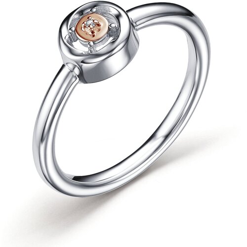 фото Серебряное кольцо алькор с золотой накладкой и бриллиантом 01-3141/000б-00 diamant-online