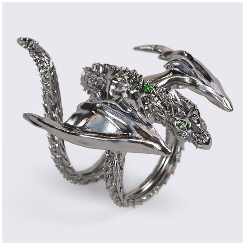 фото Серебряное массивное кольцо дракон с изумрудами "терракс" 8jewel