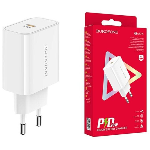 сетевое зар устр wiwu quick 1usb 1c 20w wi u002 черное Сетевое зар. устр. Borofone BA57A 1C 20W белое