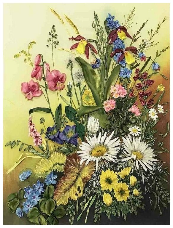 Набор для вышивания "Луговые цветы" Многоцветница 26,5x34,5 см