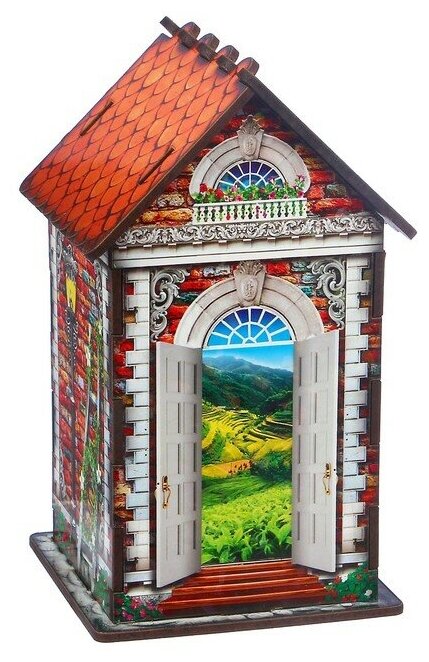 Чайный домик "Дом из красного кирпича", 9,8×9,8×17,4 см - фотография № 5