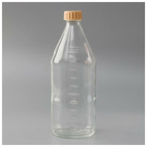 NiNaGlass Бутылка стеклянная «Деления», 1 л, с крышкой