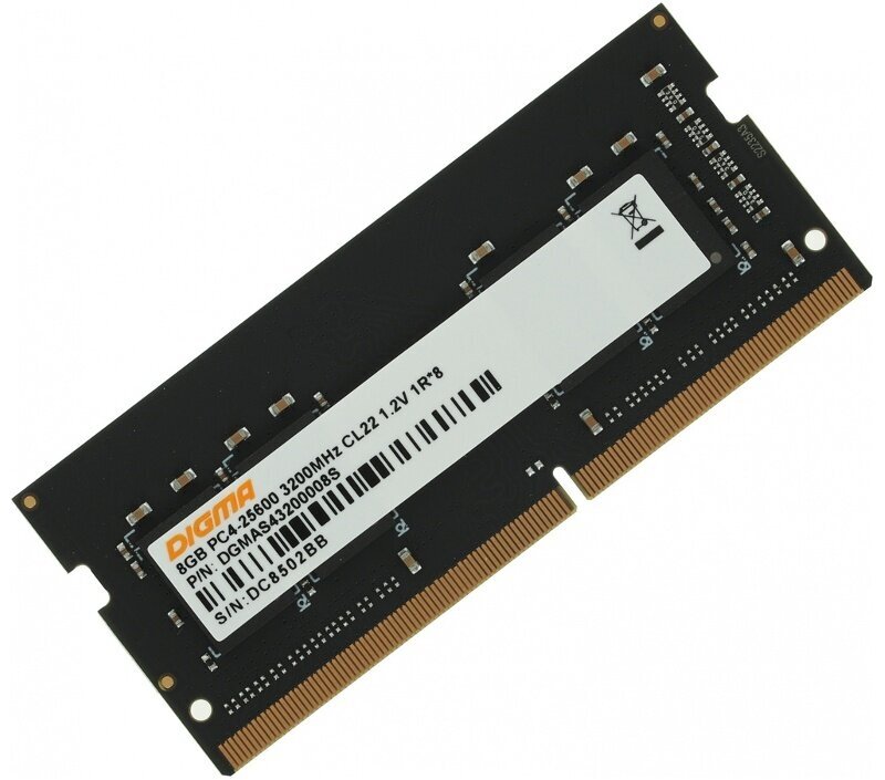 Модуль памяти Digma DDR4 SO-DIMM 3200Mhz PC4-25600 CL22 - 8Gb DGMAS43200008S