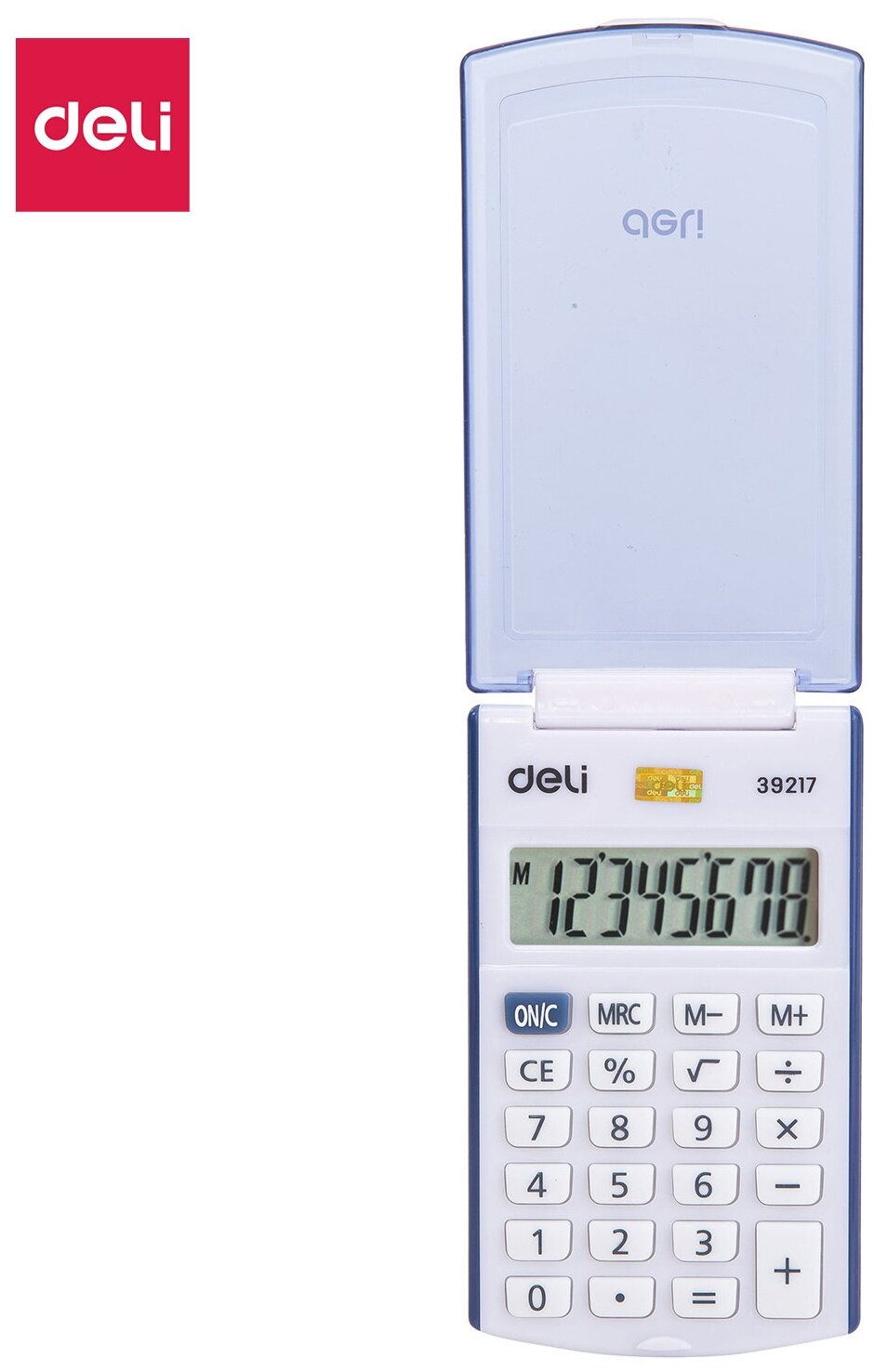 Калькулятор карман. Deli, 8-разр., LCD-диспл.,питание от батар.,синий 1407142 E39217