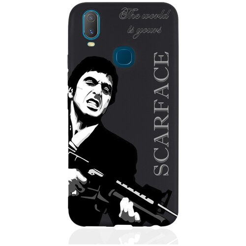 Черный силиконовый чехол MustHaveCase для Vivo Y11 Scarface Tony Montana/ Лицо со шрамом