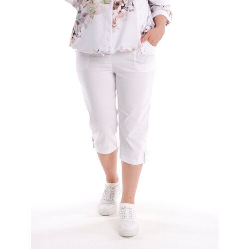 фото Капри ай & эль летние, свободный силуэт, повседневный стиль, пояс на резинке, карманы, размер 58, белый