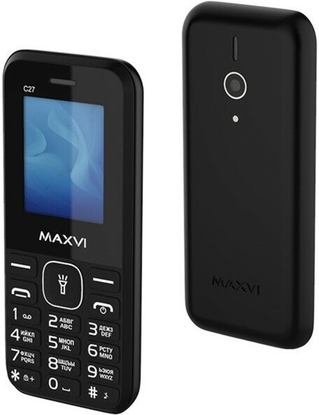 Сотовый телефон Maxvi C27, 1.77", 1.3 Мп, microSD, 2 sim, FM, фонарик, 600 мАч, черный