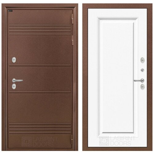 Входная металлическая дверь для дома с терморазрывом LAITE с внутренней белой панелью 27 эмаль RAL 9003, размер по коробке 880х2050, левая