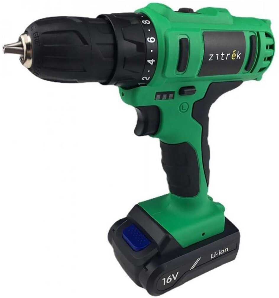 Дрель аккумуляторная Zitrek Green 16, 16 В, 2 x 1,5 Ач Li-ion, ЗУ