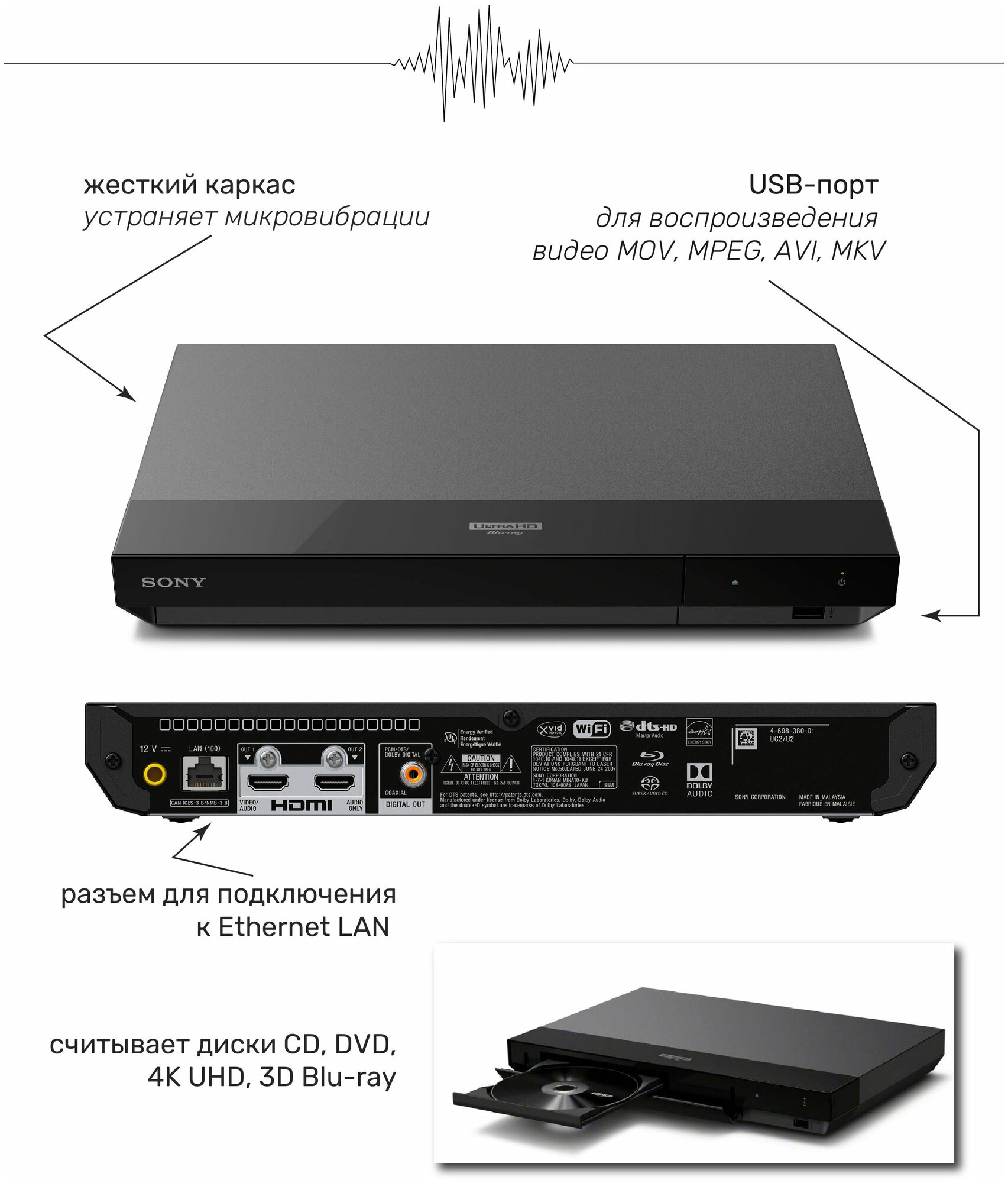 Плеер Blu-ray SONY UBP-X700, черный [ubpx700b.ru3] - фото №18
