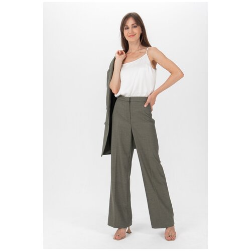 Классические брюки со стрелками D228/wafle Зеленый 52