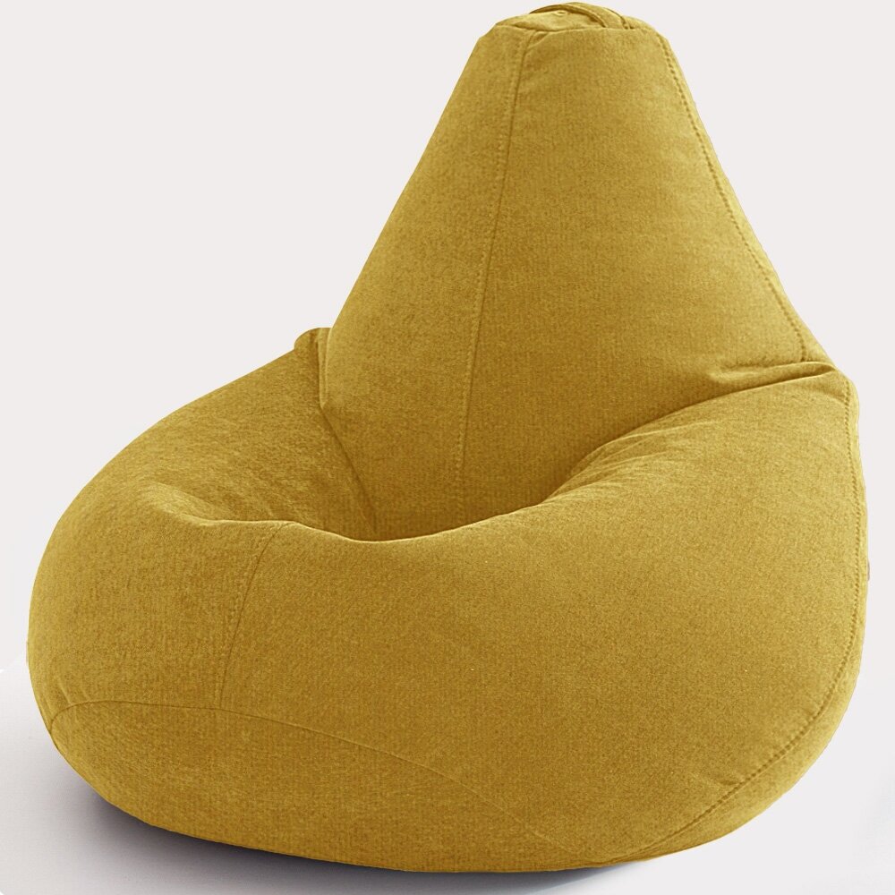 Кресло-мешок Груша, MyPuff,размер XXXХL-Комфорт, мебельный велюр, желтый - фотография № 8