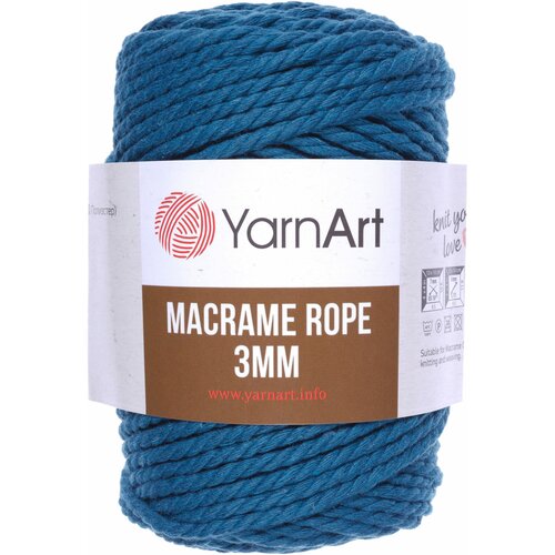Пряжа YarnArt Macrame Rope 3mm темно-бирюзовый (789), 60%хлопок/ 40%вискоза/полиэстер, 63м, 250г, 2шт