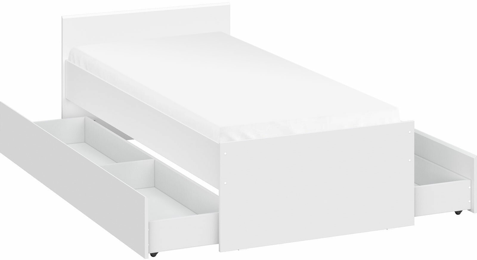Односпальная кровать СВ-Мебель Токио Белый текстурный С анатомическим основанием С двумя выкатными ящиками - фотография № 1