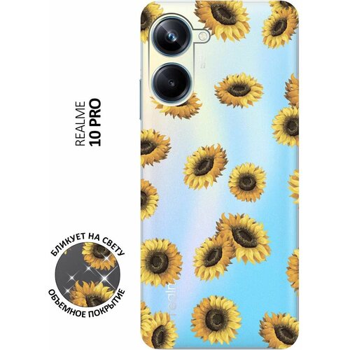 Силиконовый чехол с принтом Sunflowers для Realme 10 Pro / Реалми 10 Про силиконовый чехол на realme 10 pro реалми 10 про адвокадо