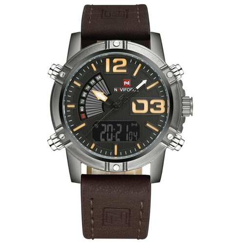 фото Наручные часы naviforce часы мужские naviforce/навифорс nf9095, водонепроницаемые, коричневый