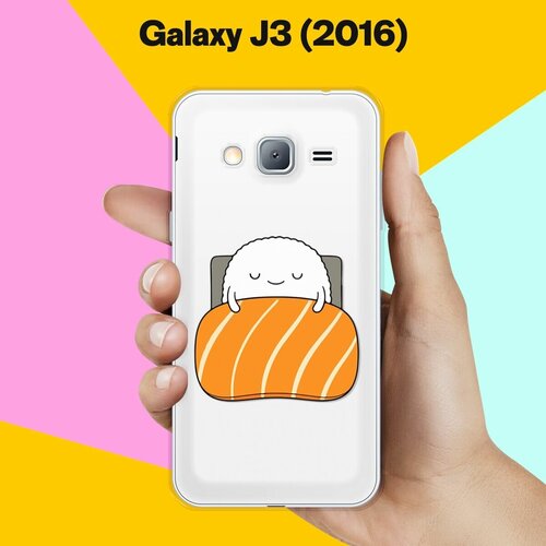 Силиконовый чехол на Samsung Galaxy J3 (2016) Суши спит / для Самсунг Галакси Джи 3 2016 силиконовый чехол на samsung galaxy j3 2016 синий цвет для самсунг галакси джи 3 2016