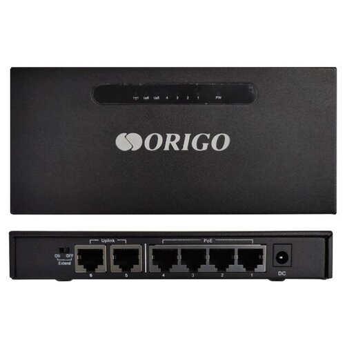 Коммутатор ORIGO OS1206P/A1A, PoE+ до 60 Вт, 6 портов 10/100 Base, витая пара