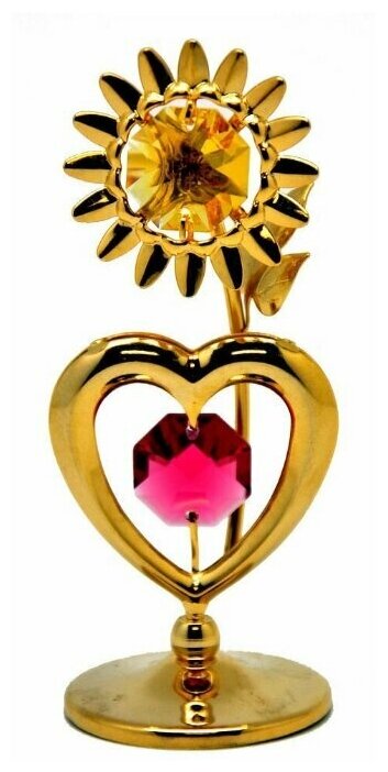 Сувенир Сердце с солнцем, 3?3?8 см, с кристаллами Сваровски Swarovski Elements 4015486 .