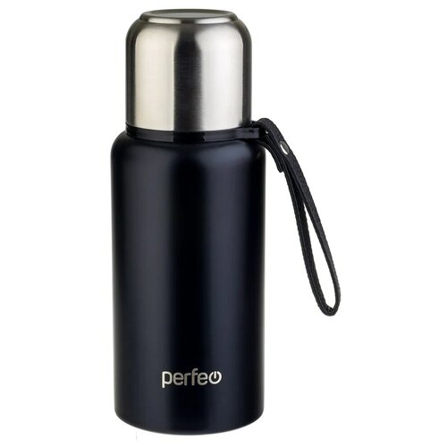 Термос PERFEO для напитков с глухой пробкой, ситечком, ремешком, объем 0,5 л., черный (PF_C3704)