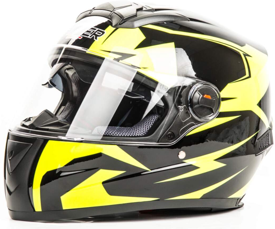 Шлем мото интеграл (L) black/yellow 2 визора
