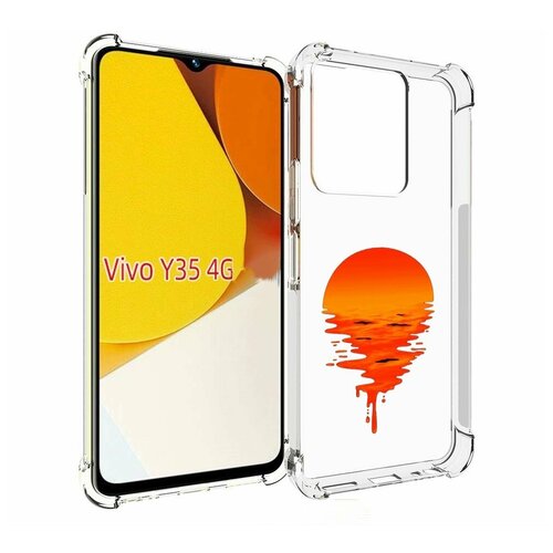 Чехол MyPads оранжевый закат на воде для Vivo Y35 4G 2022 / Vivo Y22 задняя-панель-накладка-бампер