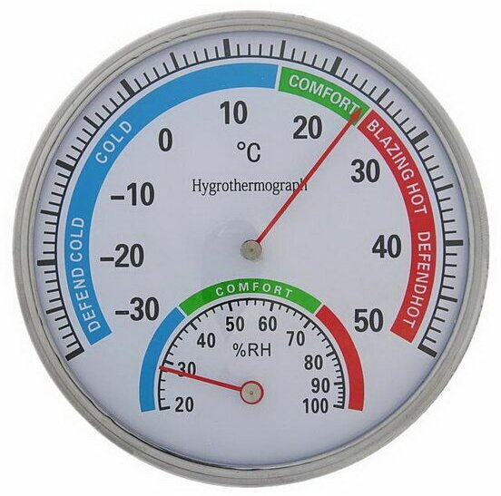 Термометр уличный, механический, гигрометр, круглый, металл