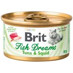 Корм Brit Care Fish Dreams Tuna & Squid (консерв.) для кошек с тунцом и кальмаром, 80 г x 16 шт - изображение