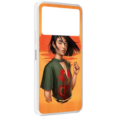 Чехол MyPads девушка-в-оранжевом-фоне женский для Infinix NOTE 12 VIP (X672) задняя-панель-накладка-бампер
