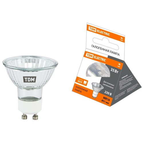 фото Лампа галогенная с отражателем mr16 (jcdrc) - 35 вт - 230 в - gu10 tdm sq0341-0010 (упаковка 10 шт) tdm еlectric