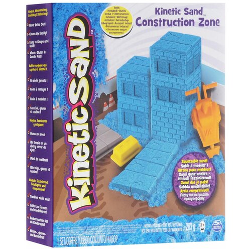 Kinetic Sand 71417 Кинетический песок Игровой набор с формочками Construction Zone (синий) 285 г kinetic sand песок для лепки kinetic sand 340 гр с формочками