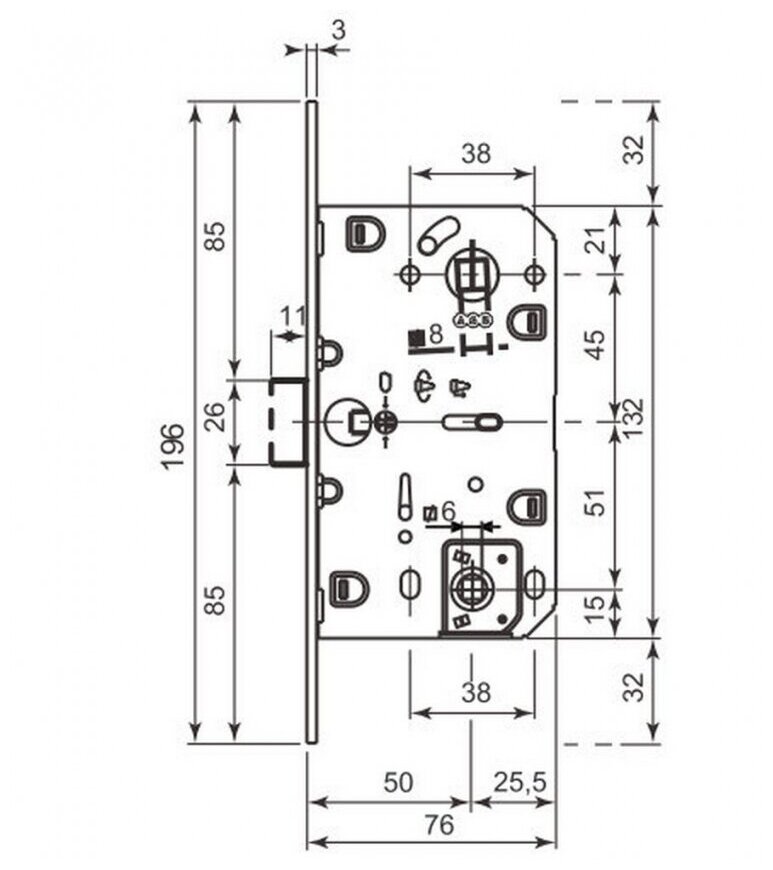 Межкомнатный замок AGB B06102.50.91.567 B04102,B05102 WC, белый с ответной планкой B02402.05.91 MEDIANA POLARIS 36551 - фотография № 5