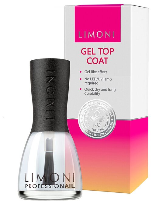 Limoni Верхнее покрытие Gel Top Coat, прозрачный, 15 мл, 50 г