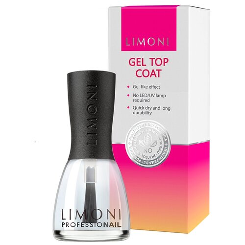 Limoni Верхнее покрытие Gel Top Coat, прозрачный, 15 мл