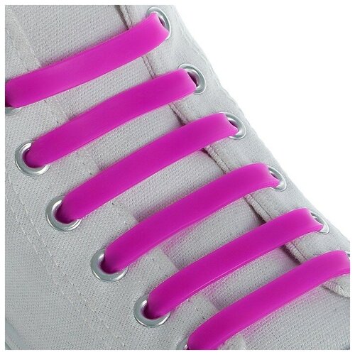 Набор шнурков для обуви, 6 шт, силиконовые, плоские, 13 мм, 9 см, цвет фиолетовыйВ наборе1шт