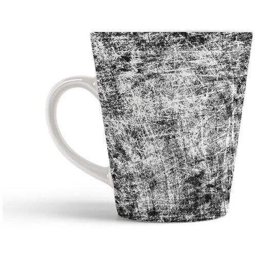 фото Кружка-латте coolpodarok абстракция белые царапины на черном фоне
