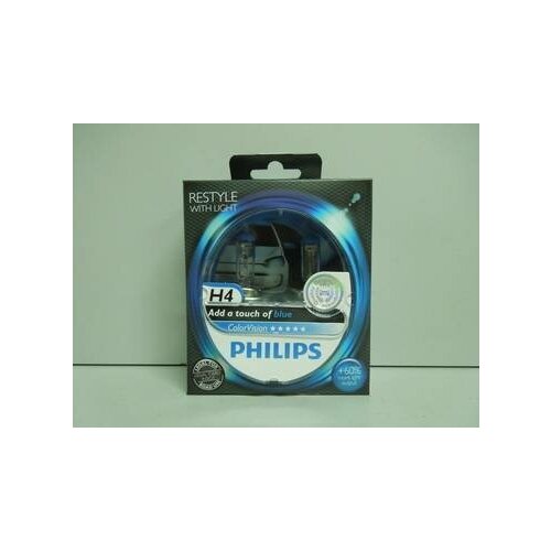 фото Лампа philips h4-12-60/55 +60% color vision голубая набор 2шт (5)