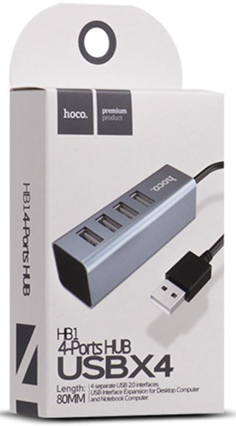 Разветвитель USB 20 Hoco HB1 4 порта 6957531038146 серебристый