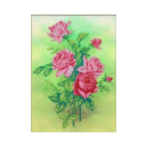 фото Набор для вышивания бисером паутинка "розовые розы", 28x29см