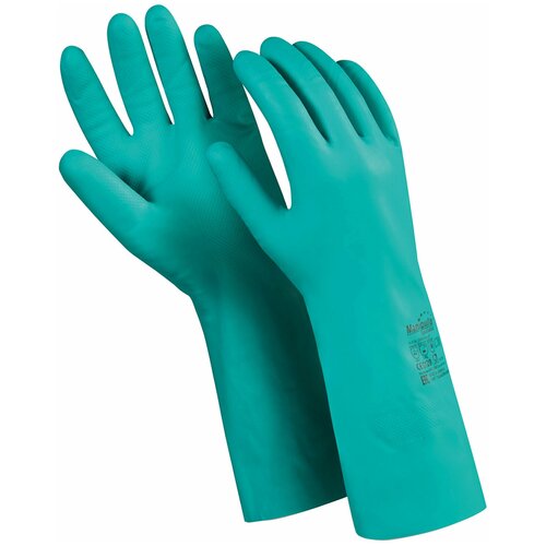 Перчатки нитриловые MANIPULA Дизель N-F-06 хлопчатобумажное напыление, размер 9 (L), зеленые, комплект 3 упаковки