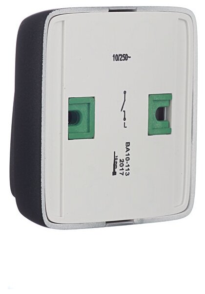 фото Выключатель HEGEL Alfa ВА10-113-08 одноклавишный открытая установка черный с изолирующей пластиной