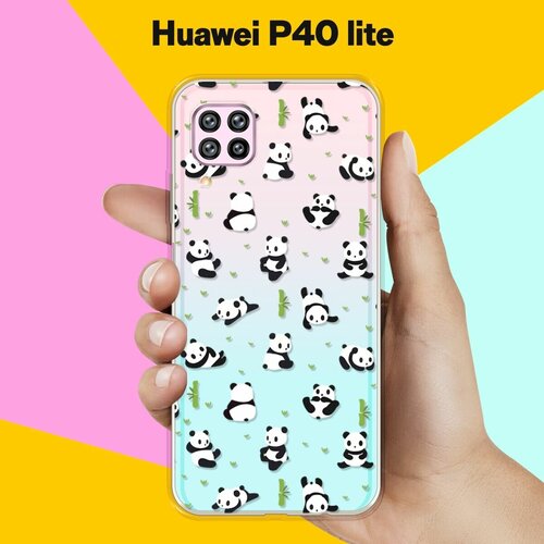 Силиконовый чехол Панды на Huawei P40 Lite силиконовый чехол на huawei p40 lite хуавей п40 лайт silky touch premium с принтом brain plus heart голубой